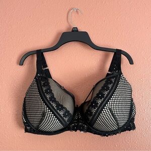 Cacique Black and White Mesh Lace Bra